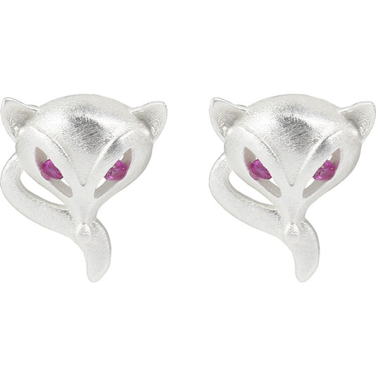 .925 Sterling Silver Fox Earrings