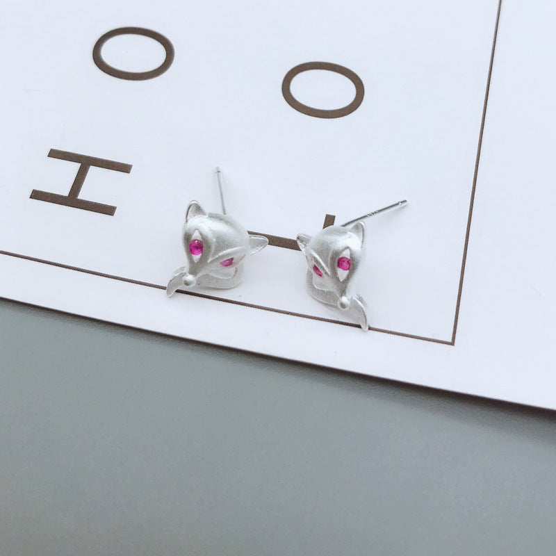 .925 Sterling Silver Fox Earrings