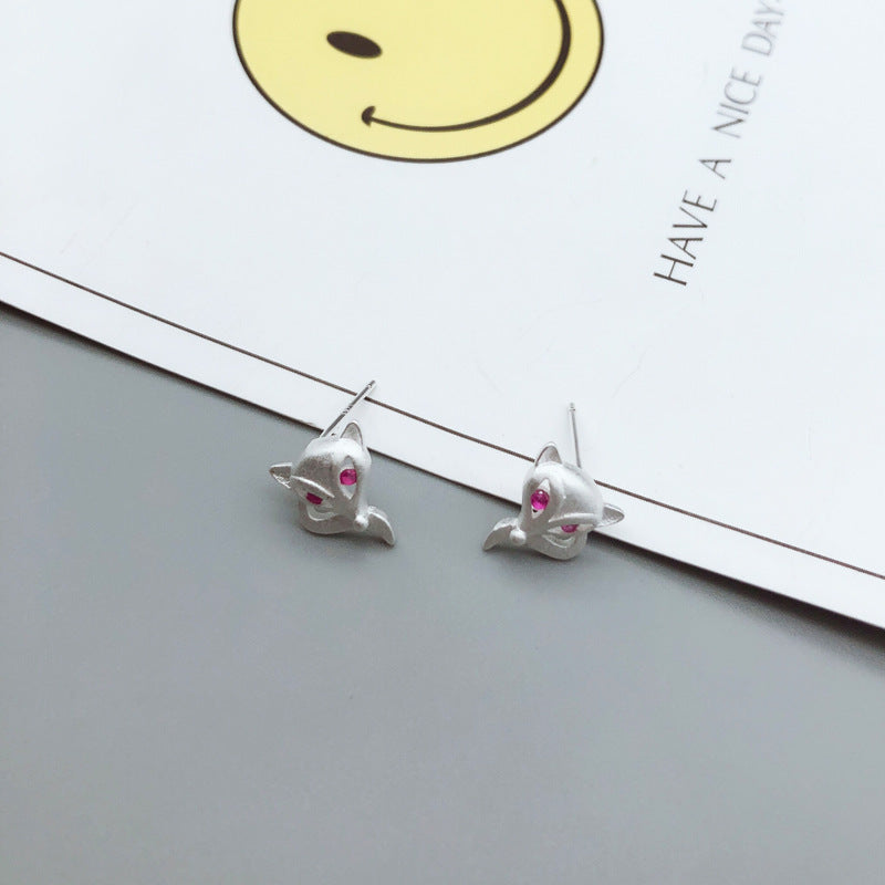 .925 Sterling Silver Fox Earrings