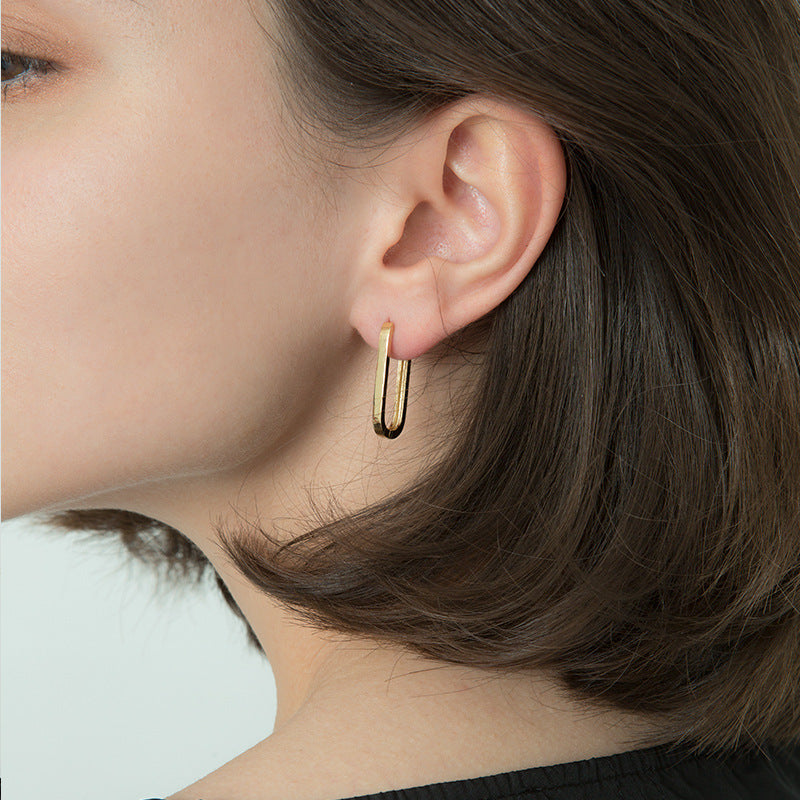 18k Gold-Plated .925 Sterling U Shape Hoop Earrings