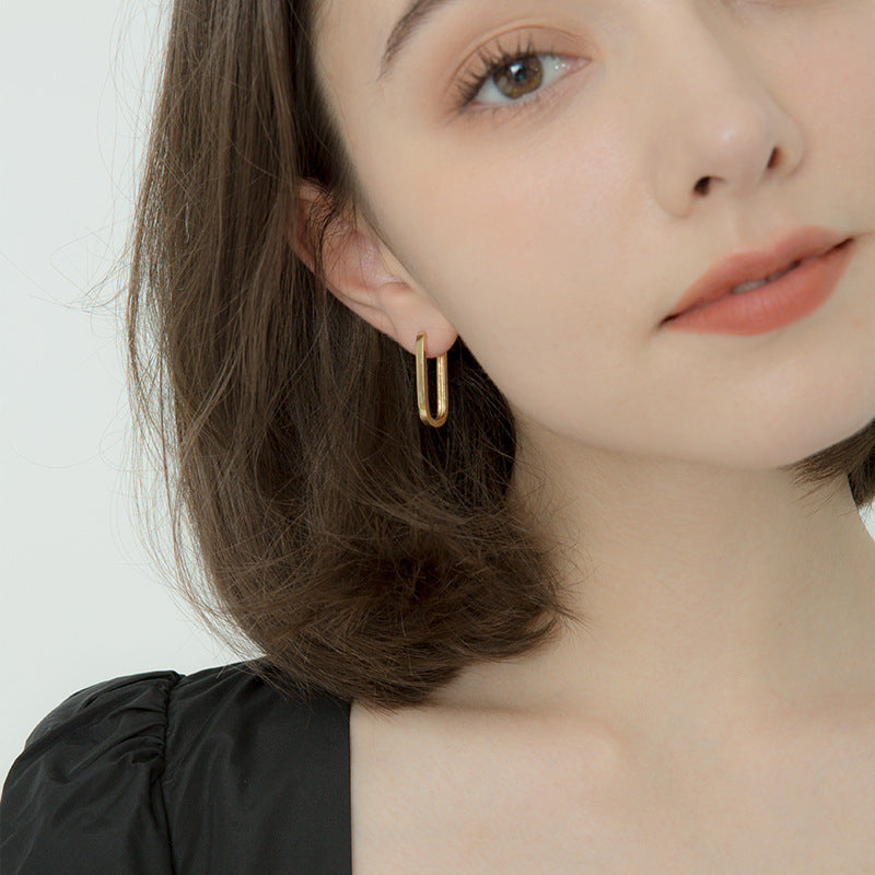 18k Gold-Plated .925 Sterling U Shape Hoop Earrings