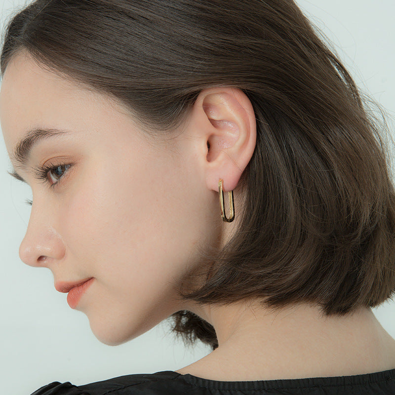 18k Gold-Plated .925 Sterling U Shape Hoop Earrings