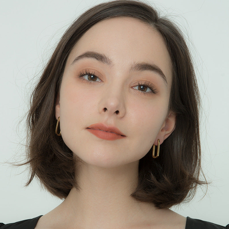 18k Gold-Plated .925 Sterling U Shape Hoop Earrings