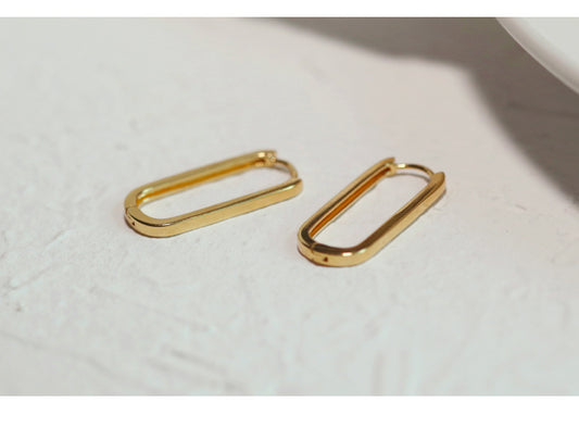 18k Gold-Plated .925 Sterling U Shape Hoop Earrings