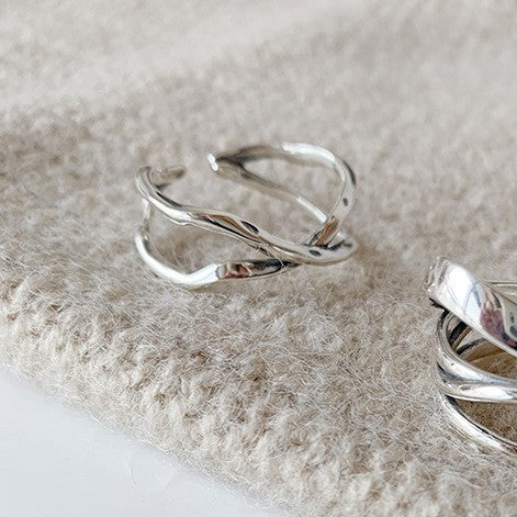 .925 Sterling Light Open Criss/Cross Band Ring