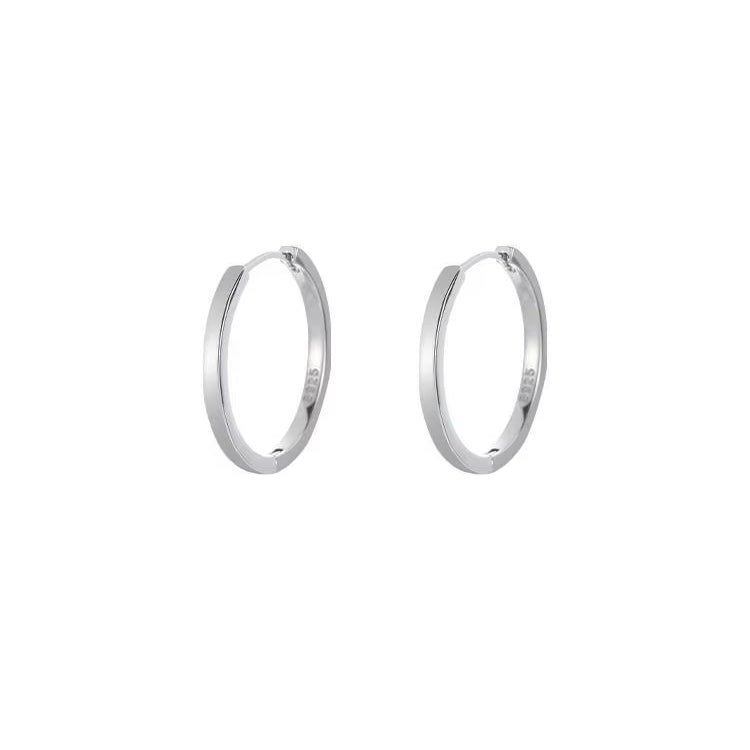 .925 Sterling Round Hoop Earrings (White Gold or Yellow Gold Plated)