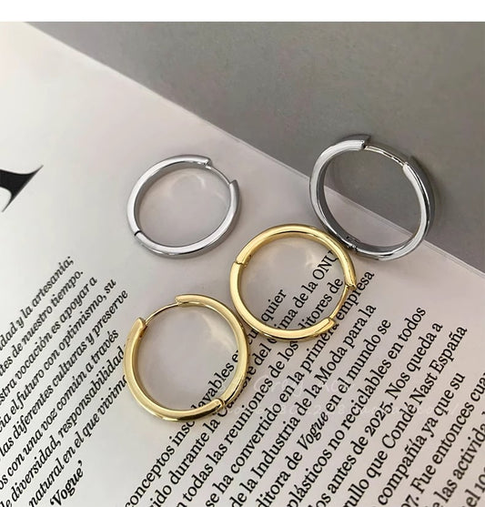 .925 Sterling Round Hoop Earrings (White Gold or Yellow Gold Plated)