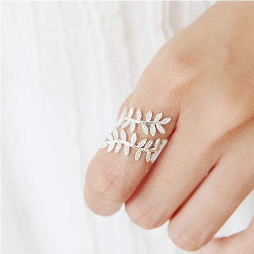 .925 Sterling Open Size Branch and Leaf Ring