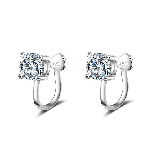 .925 Sterling Non-piercing Cubic Zirconia Stud Earring *** 4mm or 6mm CZ