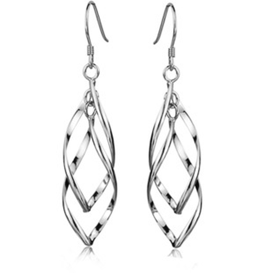 .925 Sterling Silver Swirl Dangle Earrings