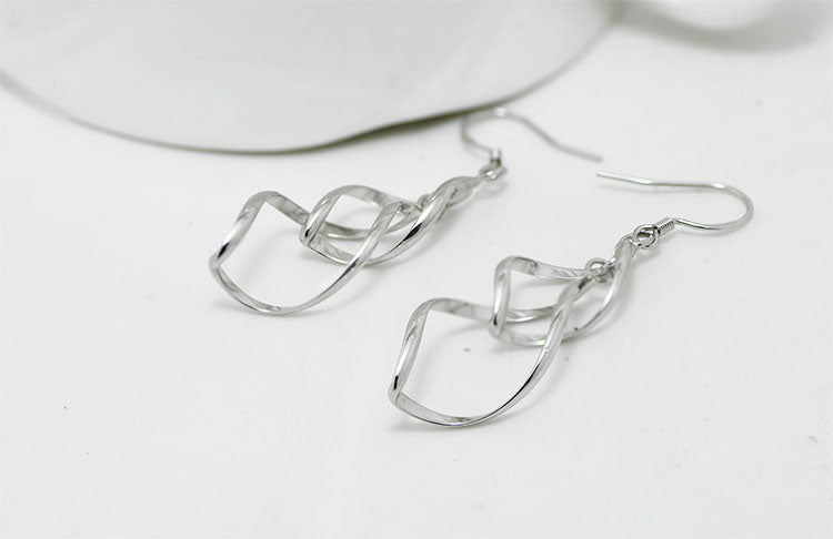 .925 Sterling Silver Swirl Dangle Earrings