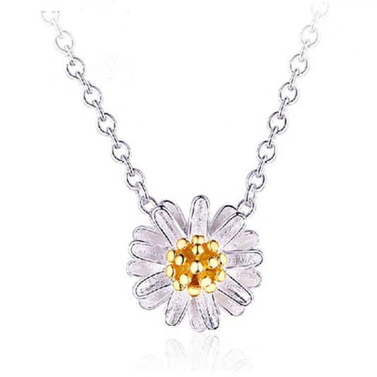 .925 Sterling Silver Flower Pendant Necklace