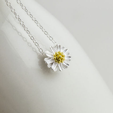 .925 Sterling Silver Flower Pendant Necklace