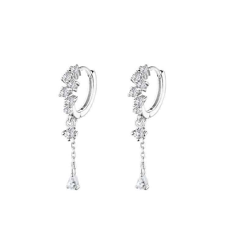 .925 Sterling Silver Huggie Hoop with Cubic Zirconia Accent Earrings
