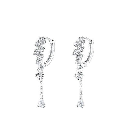 .925 Sterling Silver Huggie Hoop with Cubic Zirconia Accent Earrings