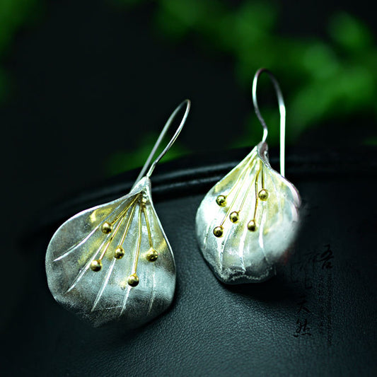 .925 Sterling Silver Calla Lilly Leaf Earrings