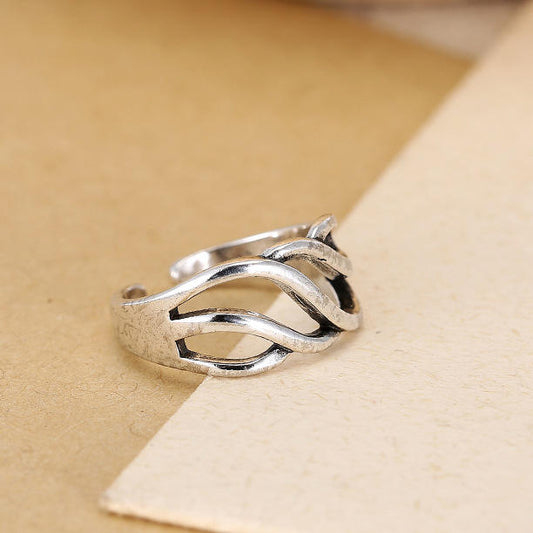 .925 Sterling Silver Adjustable Open Band Ring