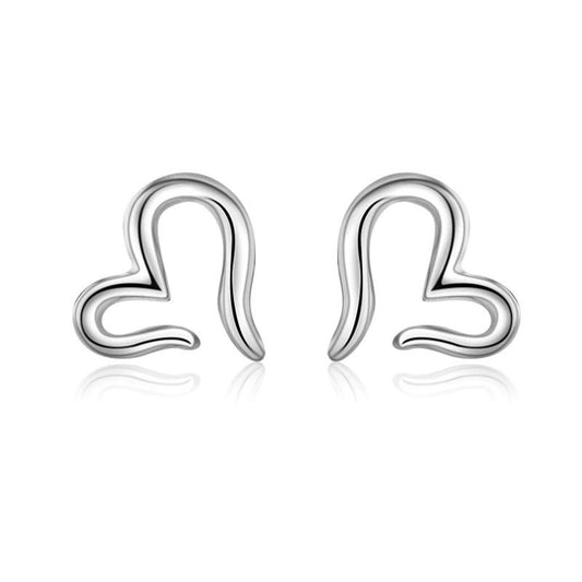 .925 Sterling Silver Open Heart Shape Stud Earrings