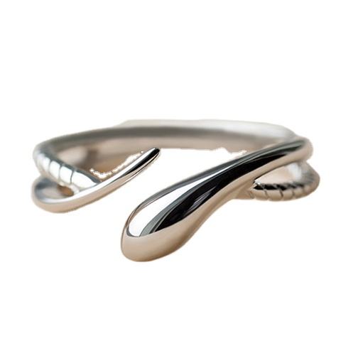 .925 Sterling Silver Snake Style Open Adjustable Ring