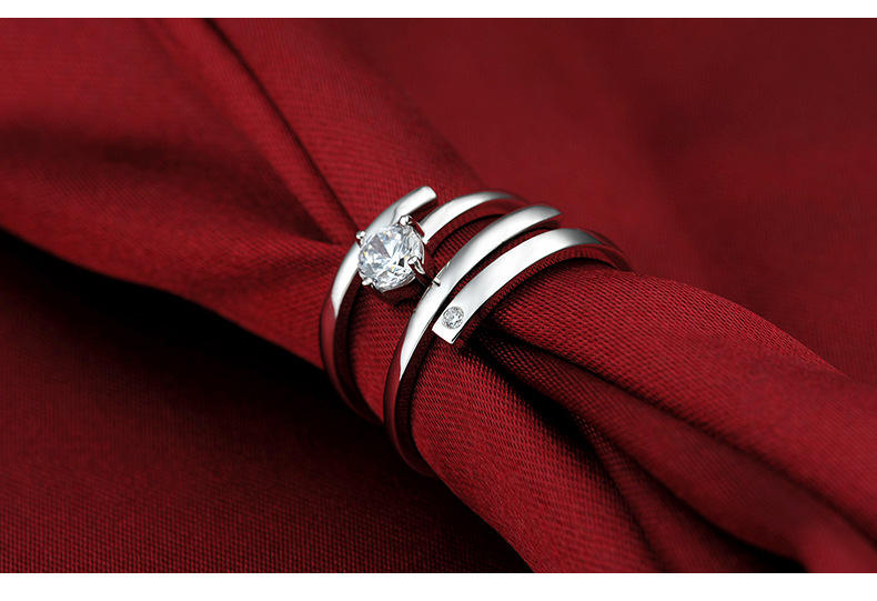 .925 Sterling Silver Cubic Zirconia Minimalist Couple Rings for Two