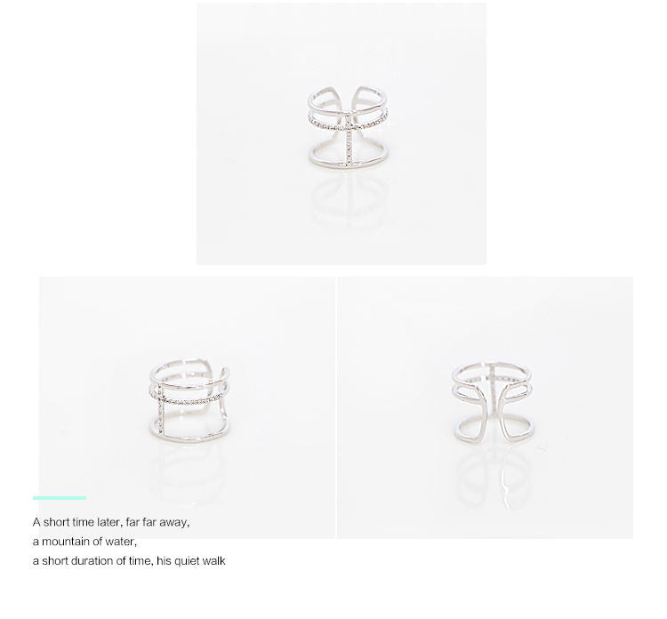 .925 Sterling Silver Open Triple Band Ring with Cubic Zirconia Accents
