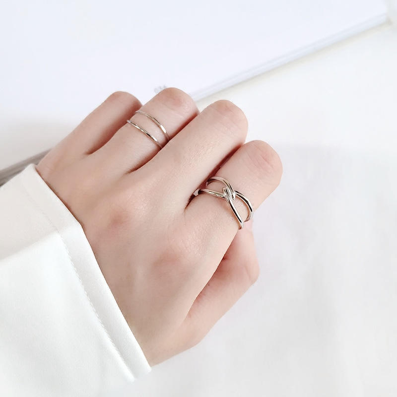 .925 Sterling Silver Knotted Bow Open Adjustable Ring