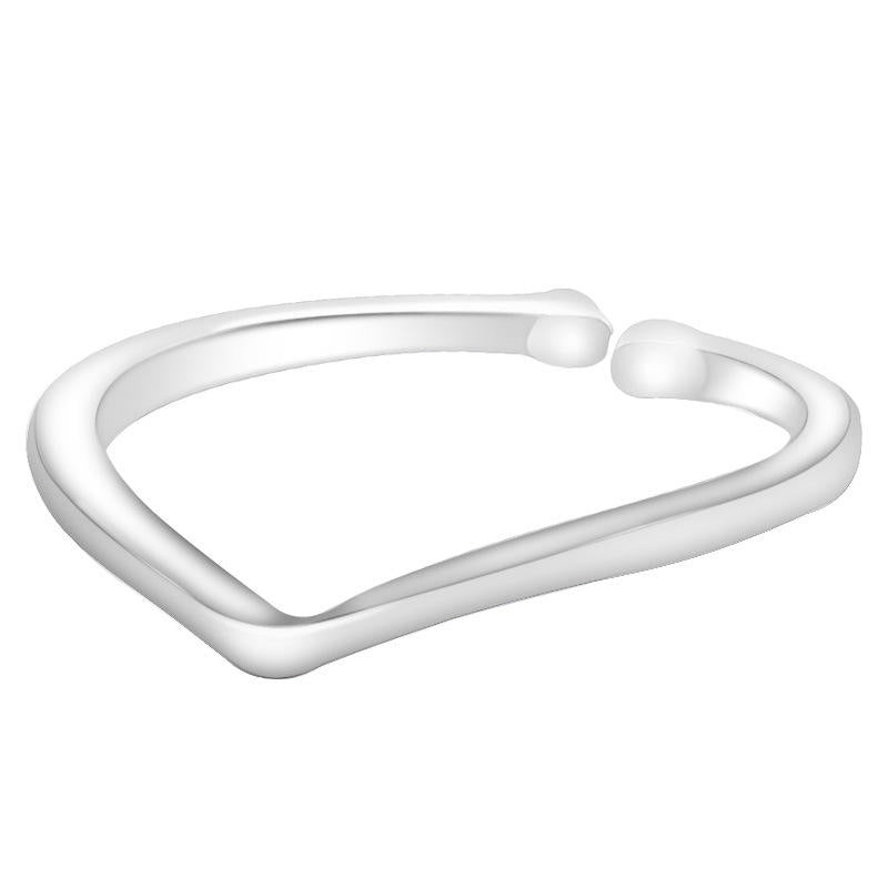 .925 Sterling Silver V-Shaped Open Adjustable Ring