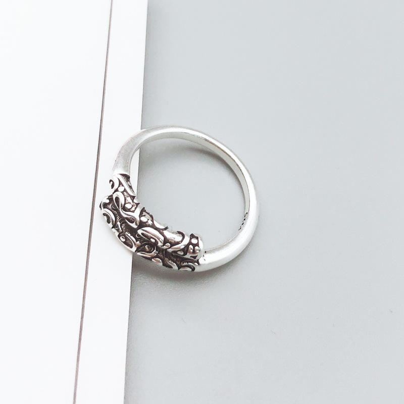 .925 Sterling Silver Filigree Style Open Adjustable Ring