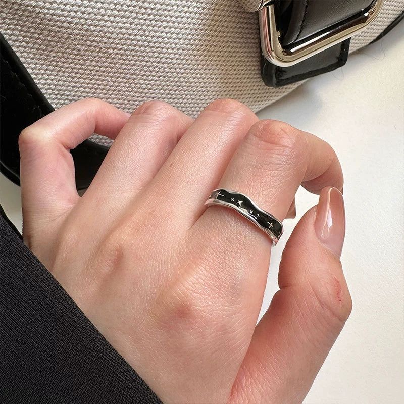 .925 Sterling Silver Starburst Open Adjustable Minimalist Band Ring