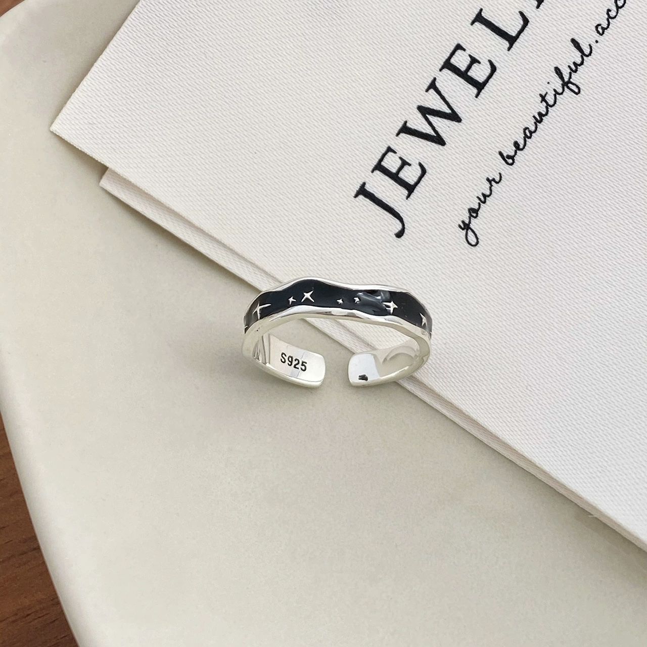 .925 Sterling Silver Starburst Open Adjustable Minimalist Band Ring