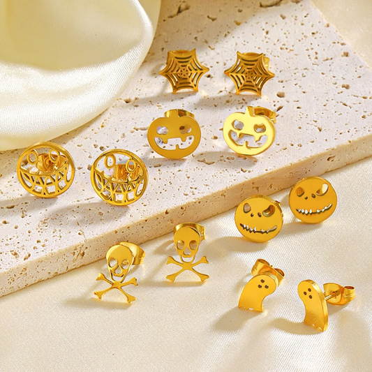 Gold-plated Stainless Steel Halloween Stud Earrings