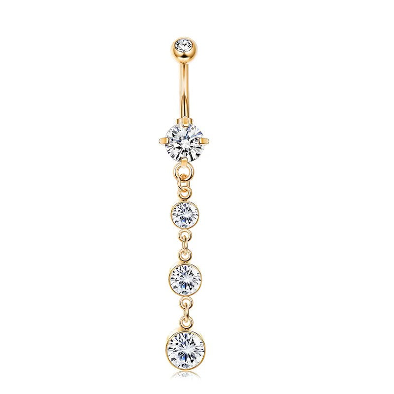 Gold-plated Surgical Steel Naval / Belly Piercing Jewelry with Cubic Zirconia ** Buy 2 Get 1 FREE ** Mix & Match Across Products