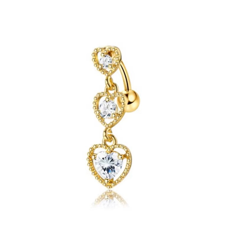 Gold-plated Surgical Steel Naval / Belly Piercing Jewelry with Cubic Zirconia ** Buy 2 Get 1 FREE ** Mix & Match Across Products