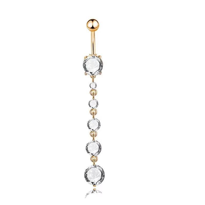 Gold-plated Surgical Steel Naval / Belly Piercing Jewelry with Cubic Zirconia ** Buy 2 Get 1 FREE ** Mix & Match Across Products