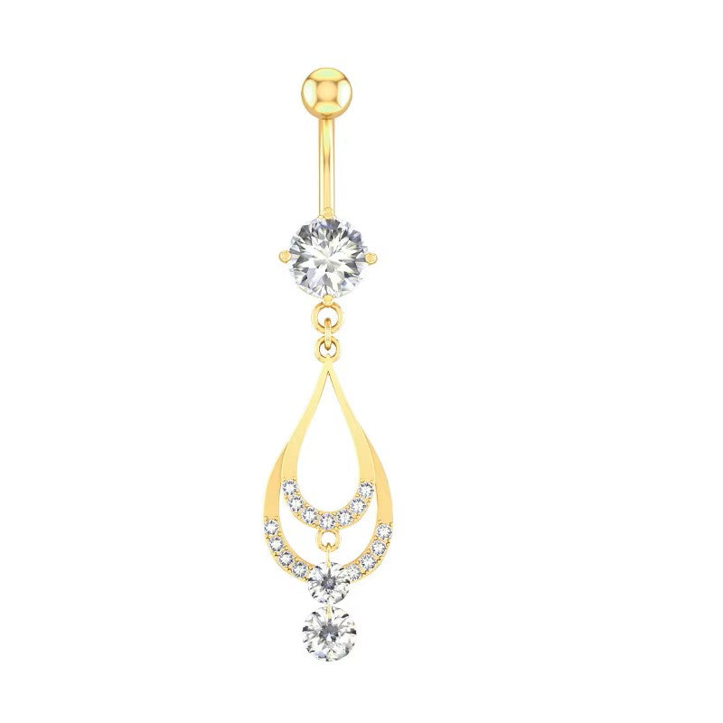 Gold-plated Surgical Steel Naval / Belly Piercing Jewelry with Cubic Zirconia ** Buy 2 Get 1 FREE ** Mix & Match Across Products