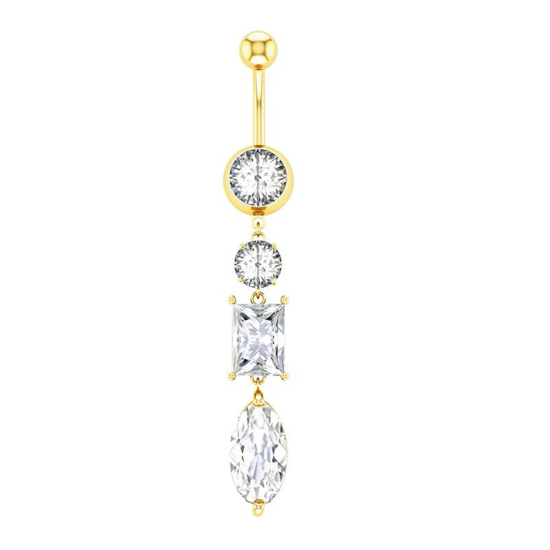 Gold-plated Surgical Steel Naval / Belly Piercing Jewelry with Cubic Zirconia ** Buy 2 Get 1 FREE ** Mix & Match Across Products