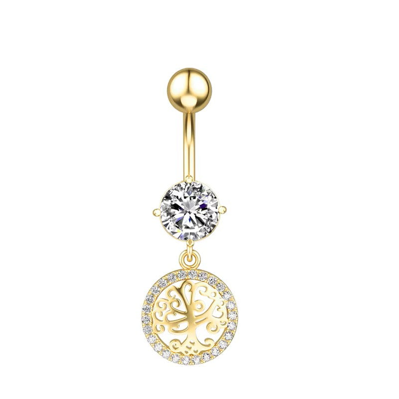 Gold-plated Surgical Steel Naval / Belly Piercing Jewelry with Cubic Zirconia ** Buy 2 Get 1 FREE ** Mix & Match Across Products
