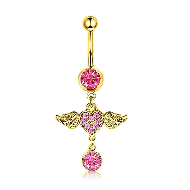 Gold-plated Surgical Steel Naval / Belly Piercing Jewelry with Cubic Zirconia ** Buy 2 Get 1 FREE ** Mix & Match Across Products