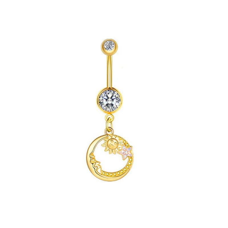 Gold-plated Surgical Steel Celestial Style Naval Piercing Jewelry ** Buy 2 Get 1 FREE ** Mix & Match Across Products