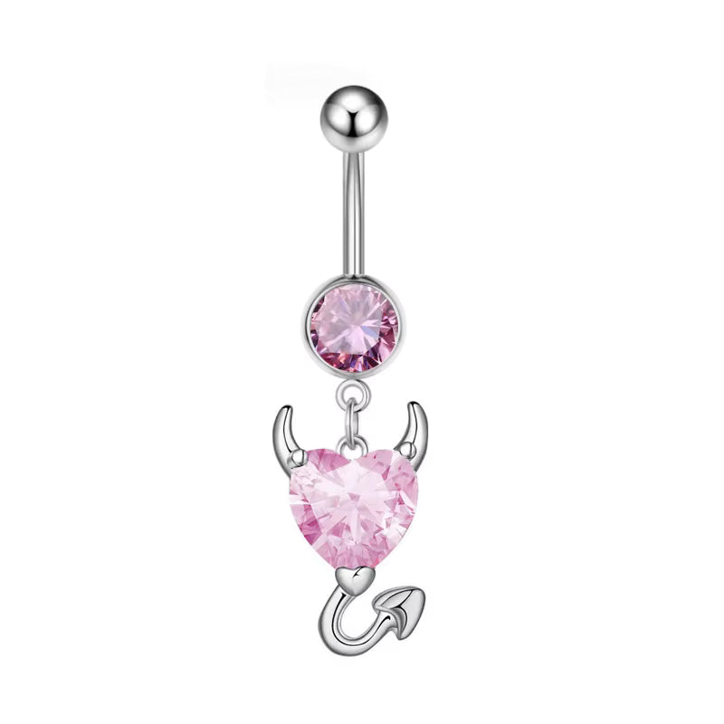 Gold-plated Surgical Steel Pink and Heart Style Naval Piercing Jewelry ** Buy 2 Get 1 FREE ** Mix & Match Across Products