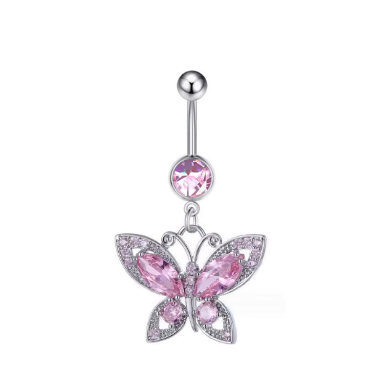 Gold-plated Surgical Steel Pink and Heart Style Naval Piercing Jewelry ** Buy 2 Get 1 FREE ** Mix & Match Across Products
