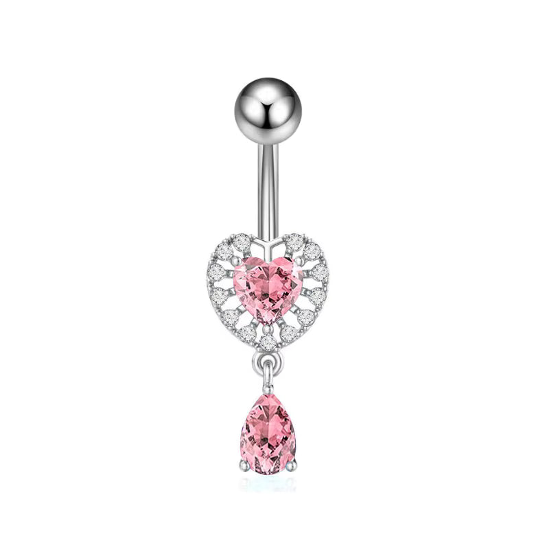 Gold-plated Surgical Steel Pink and Heart Style Naval Piercing Jewelry ** Buy 2 Get 1 FREE ** Mix & Match Across Products