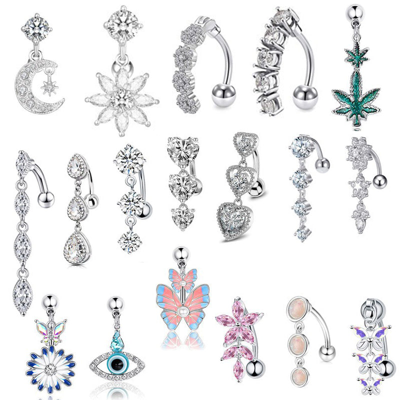 Gold-plated Surgical Steel Inverted Heart Drop Style Naval Belly Piercing Jewelry ** Buy 2 Get 1 FREE ** Mix & Match Across Products