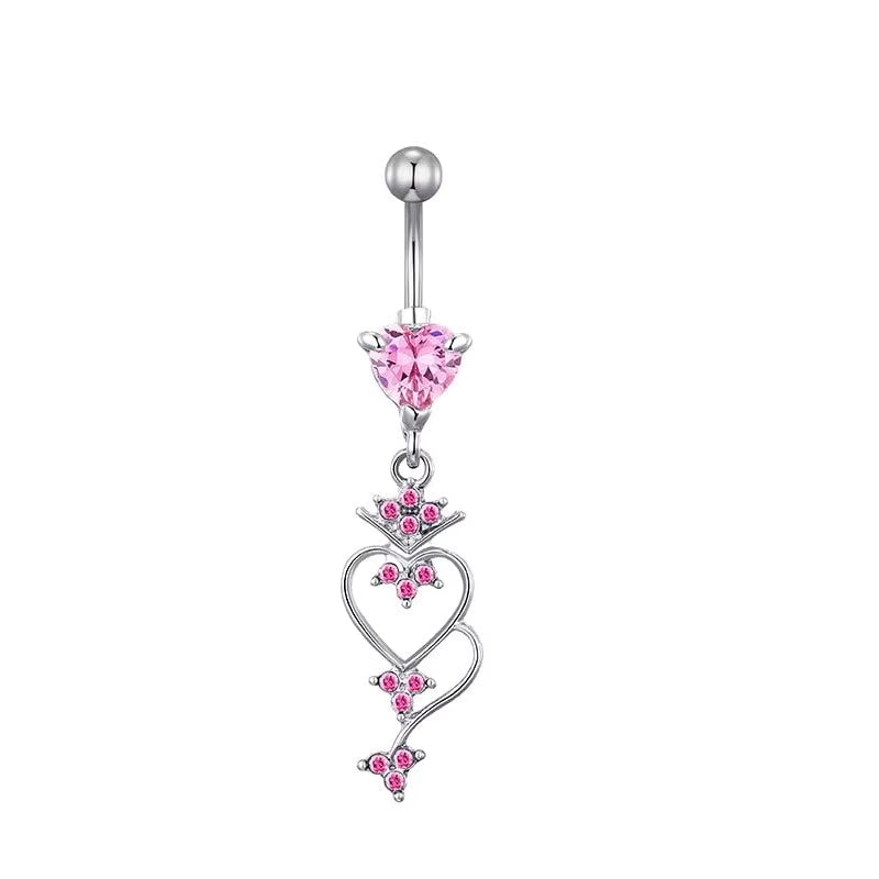 Gold-plated Surgical Steel Pink Cubic Zirconia Naval Belly Piercing Jewelry ** Buy 2 Get 1 FREE ** Mix & Match Across Products