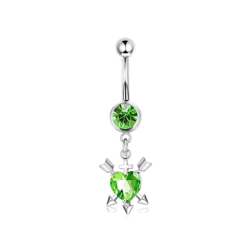 Gold-plated Surgical Steel Green Cubic Zirconia/Bead Naval Belly Piercing Jewelry ** Buy 2 Get 1 FREE ** Mix & Match Across Products