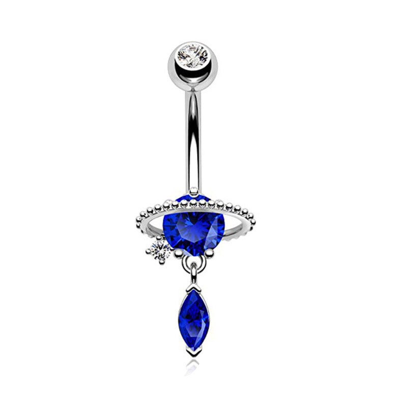 Gold-plated Surgical Steel Dark Blue Cubic Zirconia Naval Belly Piercing Jewelry