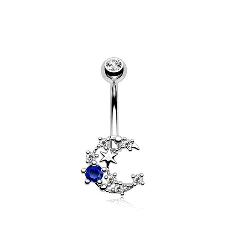 Gold-plated Surgical Steel Dark Blue Cubic Zirconia Naval Belly Piercing Jewelry