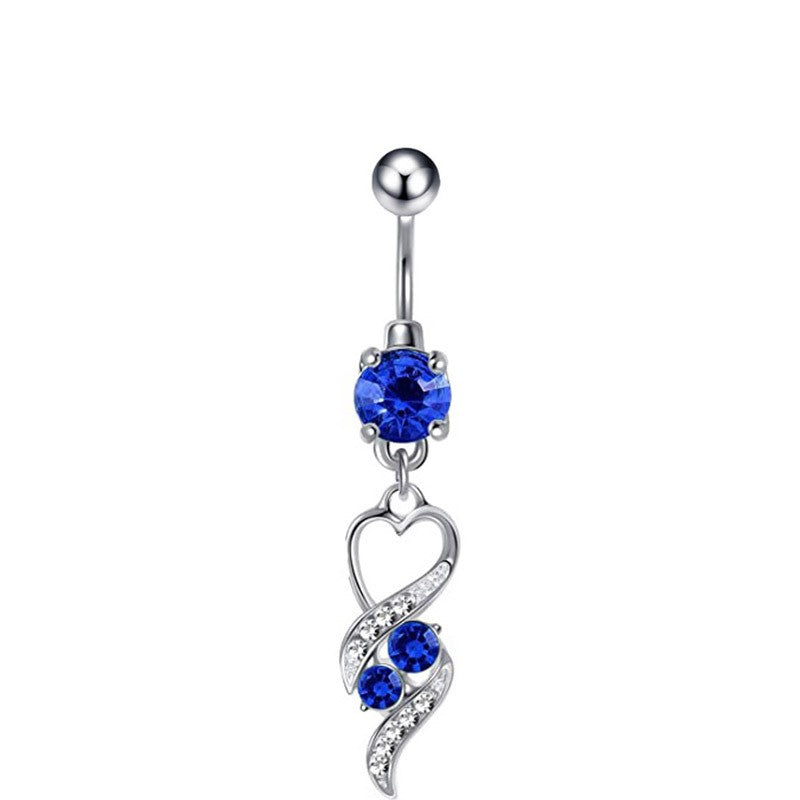 Gold-plated Surgical Steel Dark Blue Cubic Zirconia Naval Belly Piercing Jewelry