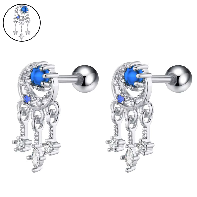 Gold-plated Surgical Steel PAIR Ear Bone Stud Dangle Piercing Jewelry