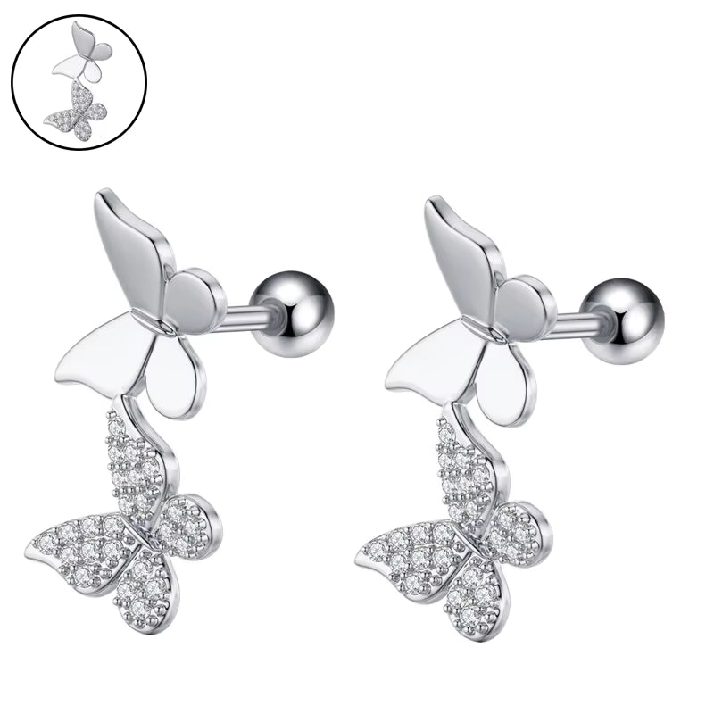Gold-plated Surgical Steel PAIR Ear Bone Stud Dangle Piercing Jewelry